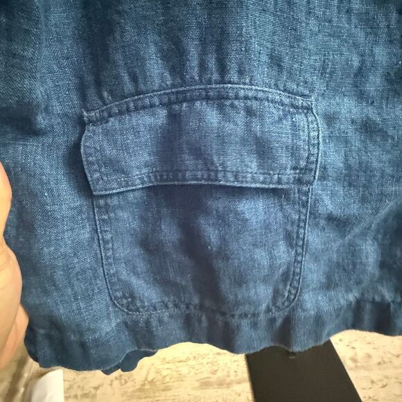 Jones New York 100% linen women’s blue button down shirt size xl - Picture 6 of 14